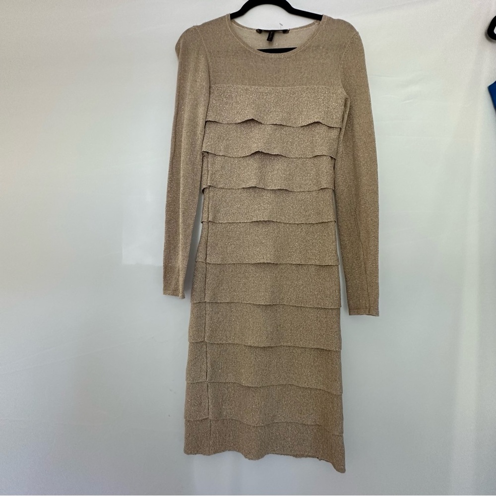 BCBGMaxAzria Taupe Layered Long Sleeve Dress